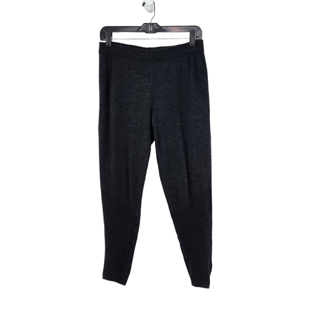 Moth Women's Wool Blend Ribbed Hem Slim Fit Pants Black- L